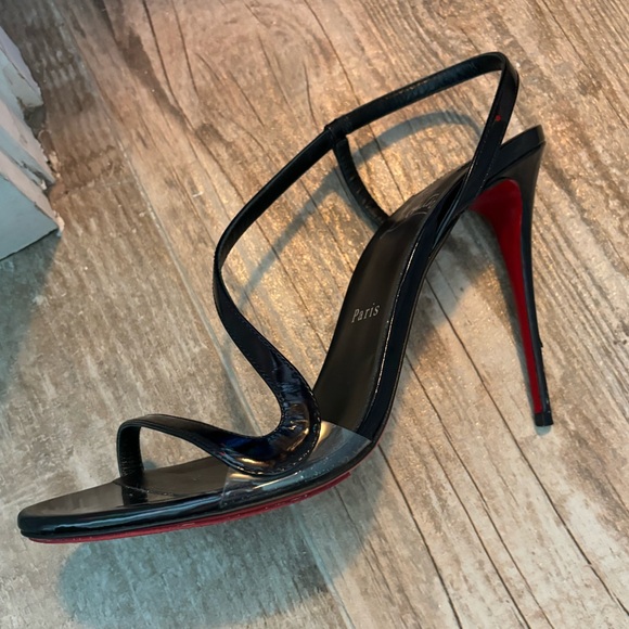 Christian Louboutin Heels - Rosalie Sandals - Leather & PVC Black - Picture 10 of 12